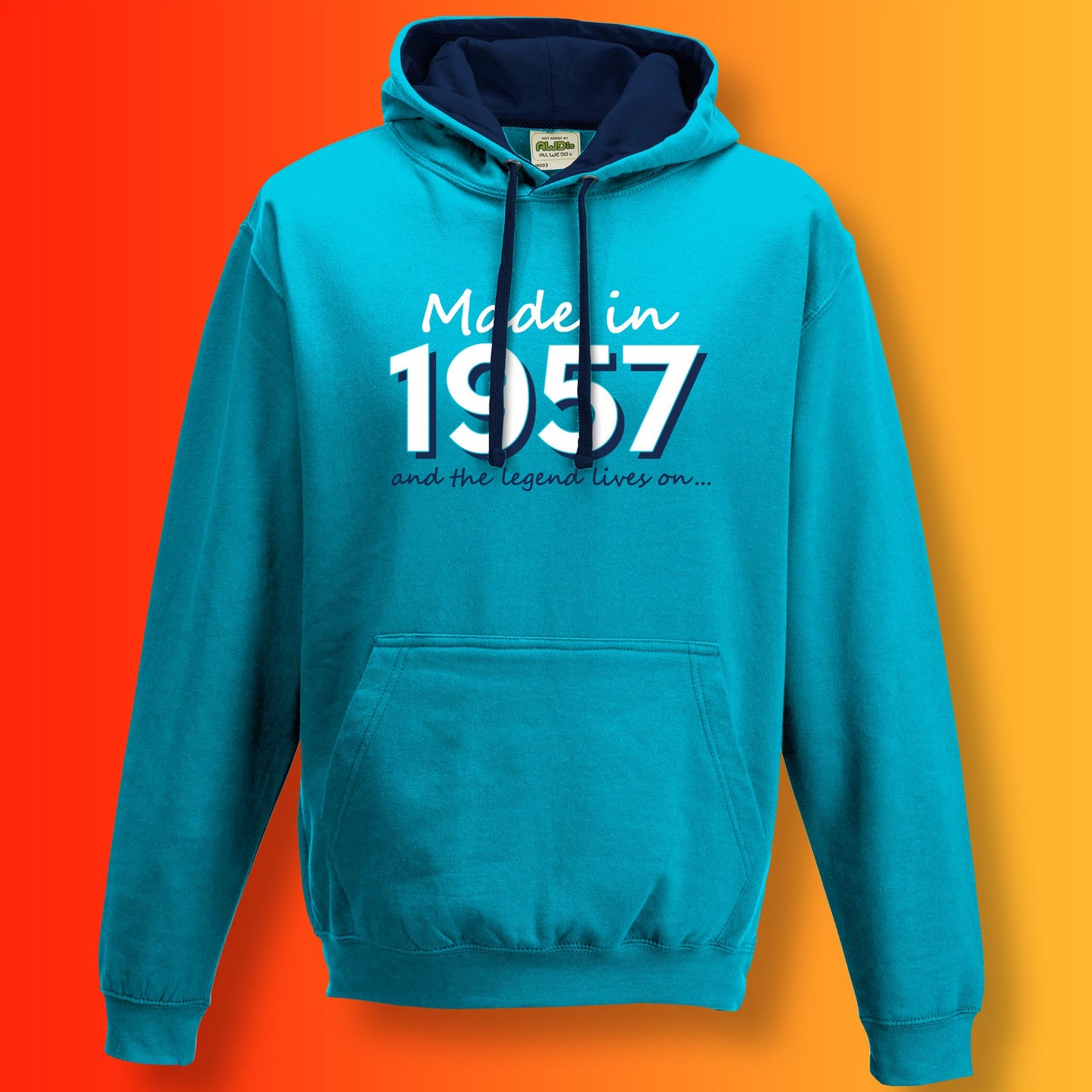 Made In 1957 and The Legend Lives On Hoodie Hawaiian Blue Oxford Blue