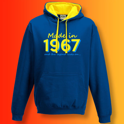 Made In 1967 and The Legend Lives On Hoodie Royal Blue Sun Yellow