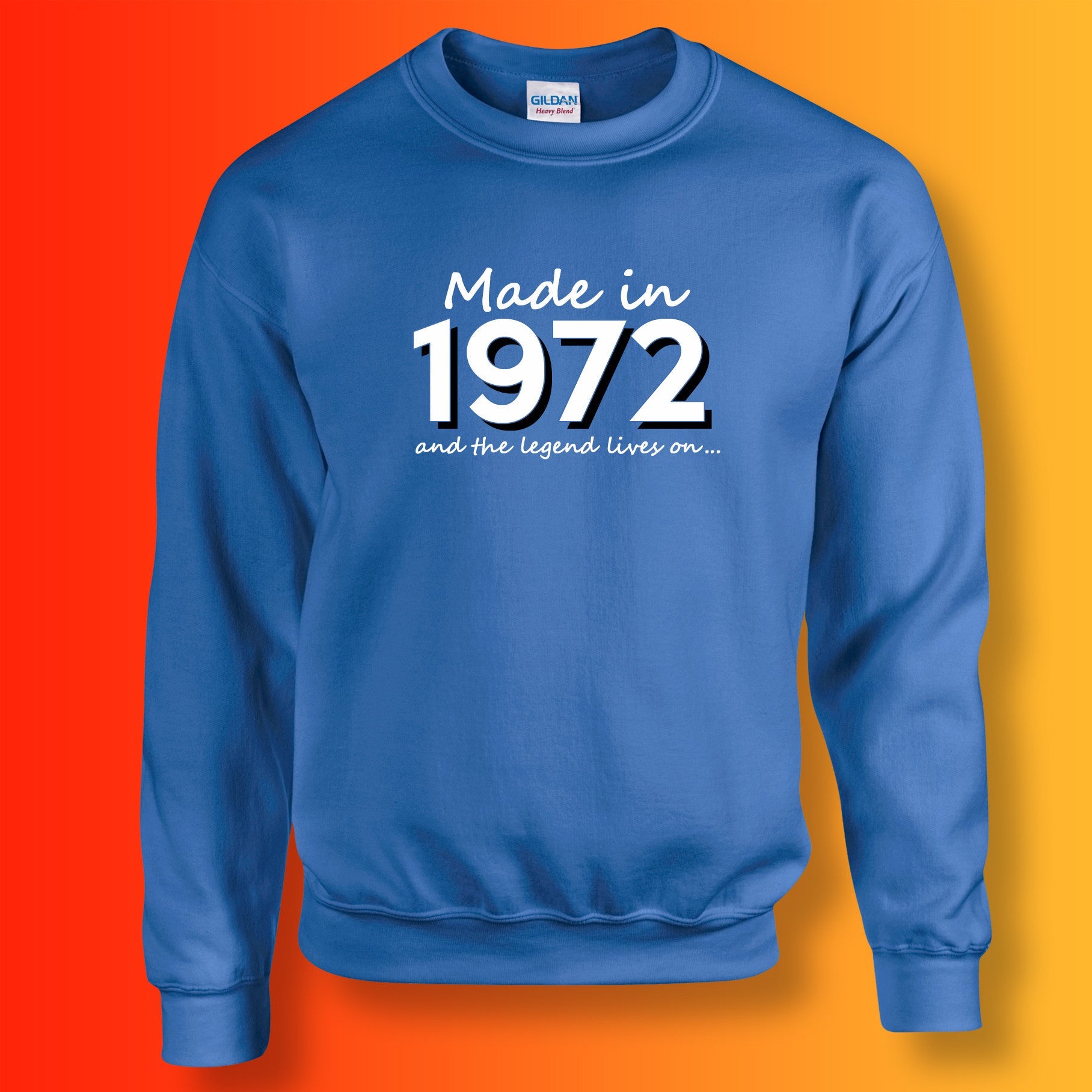 Made In 1972 and The Legend Lives On Sweater Royal Blue