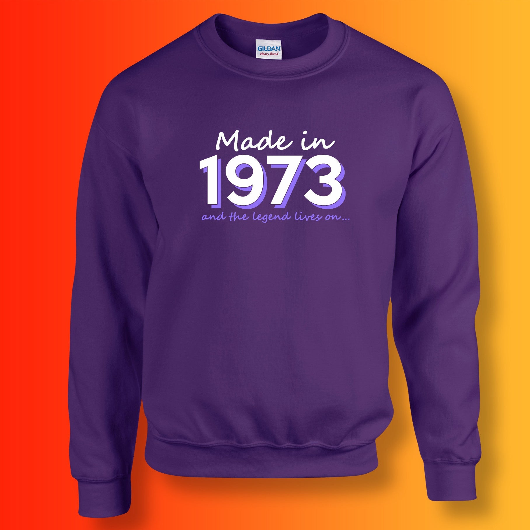 Made In 1973 and The Legend Lives On Sweater Purple