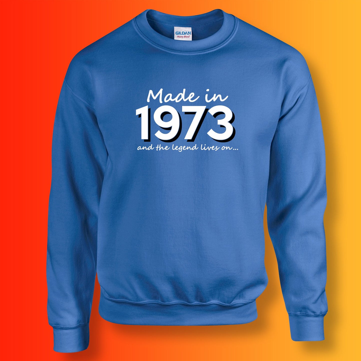 Made In 1973 and The Legend Lives On Sweater Royal Blue