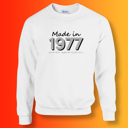 Made In 1977 and The Legend Lives On Sweater White