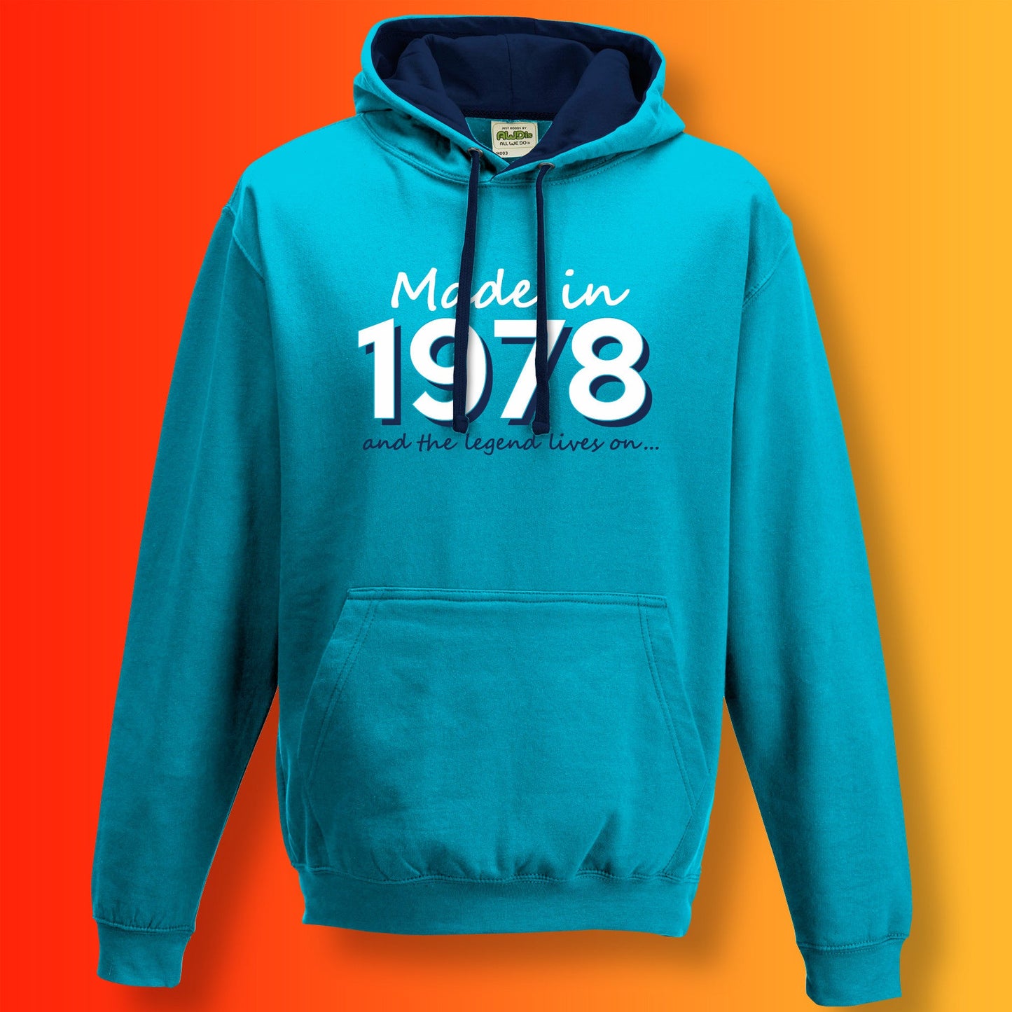 Made In 1978 and The Legend Lives On Hoodie Hawaiian Blue Oxford Blue