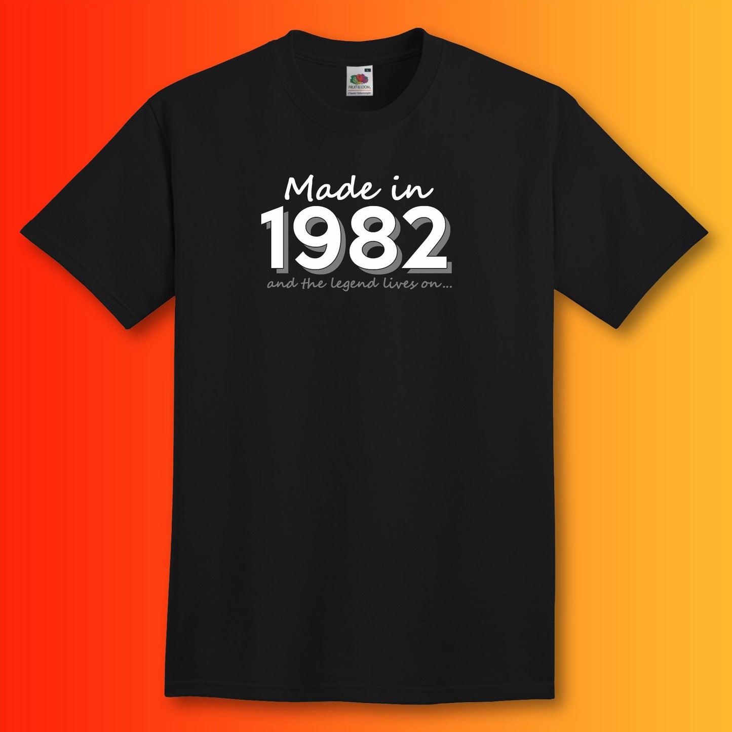 Made In 1982 and The Legend Lives On Black T-Shirt