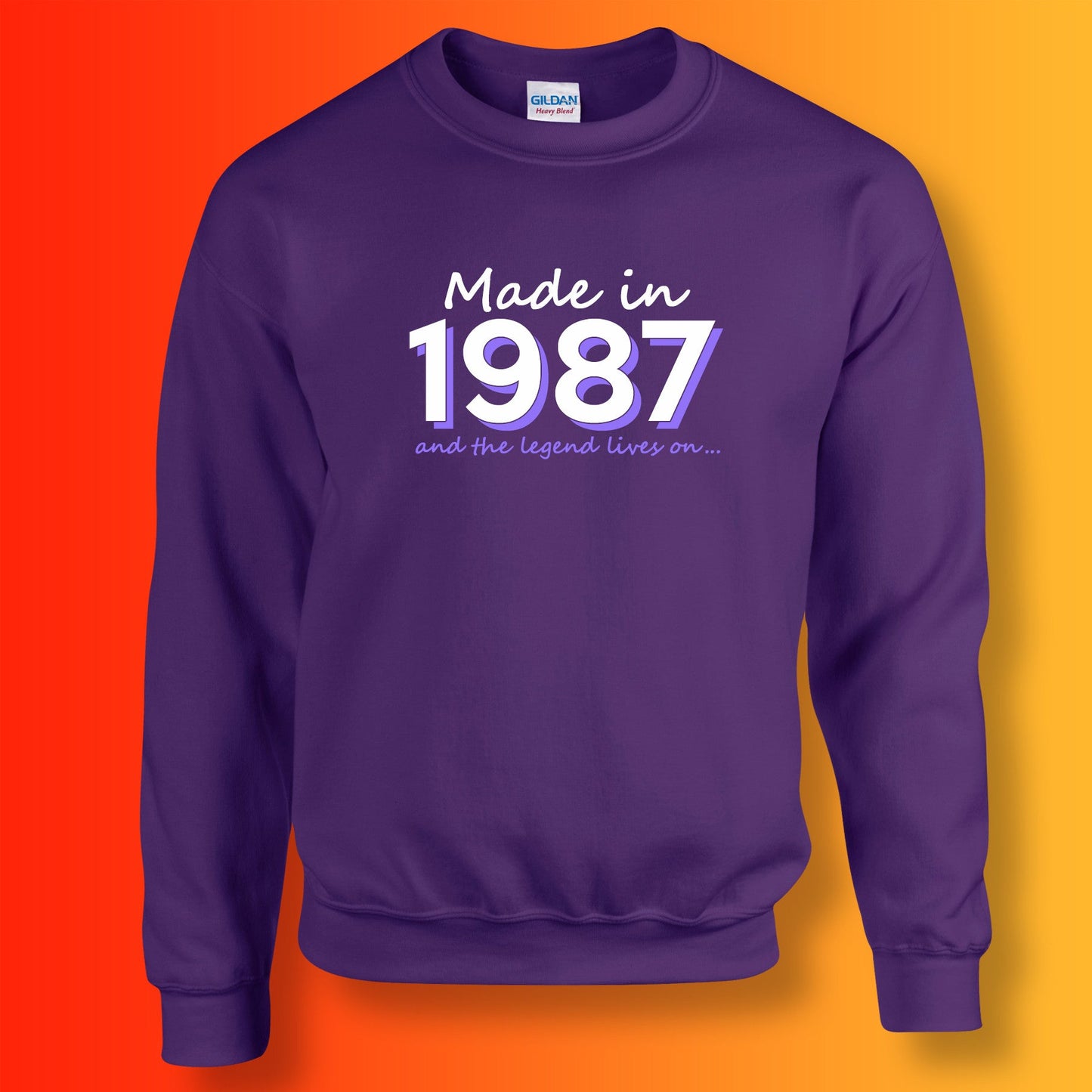 Made In 1987 and The Legend Lives On Sweater Purple
