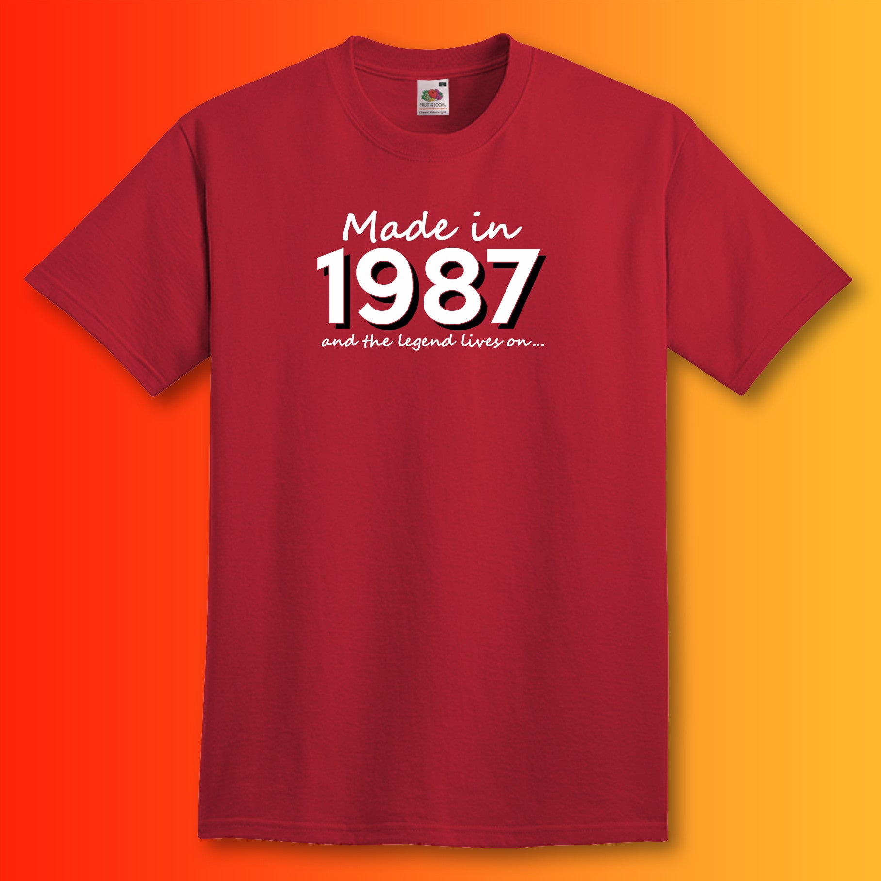 Made In 1987 and The Legend Lives On Brick Red T-Shirt