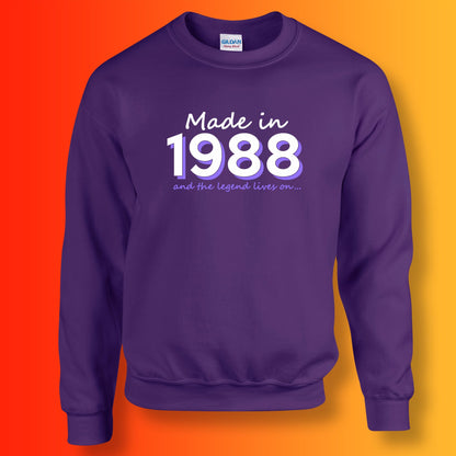 Made In 1988 and The Legend Lives On Sweater Purple