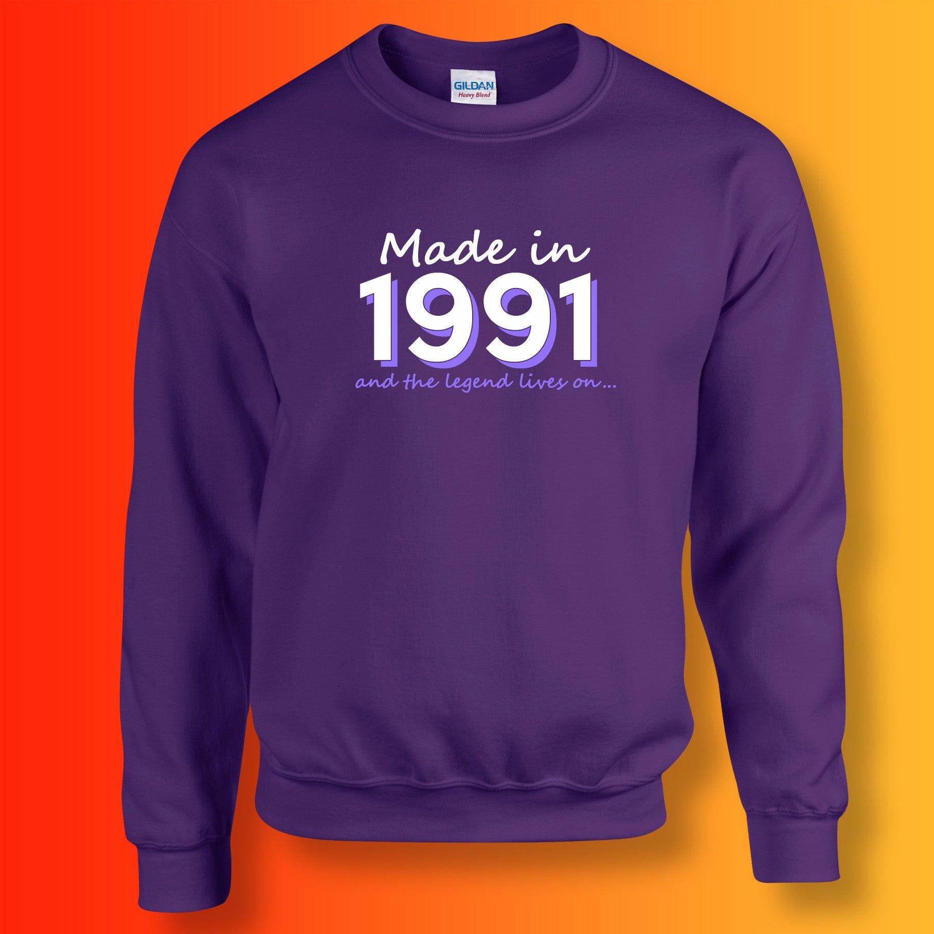 Made In 1991 and The Legend Lives On Sweater Purple