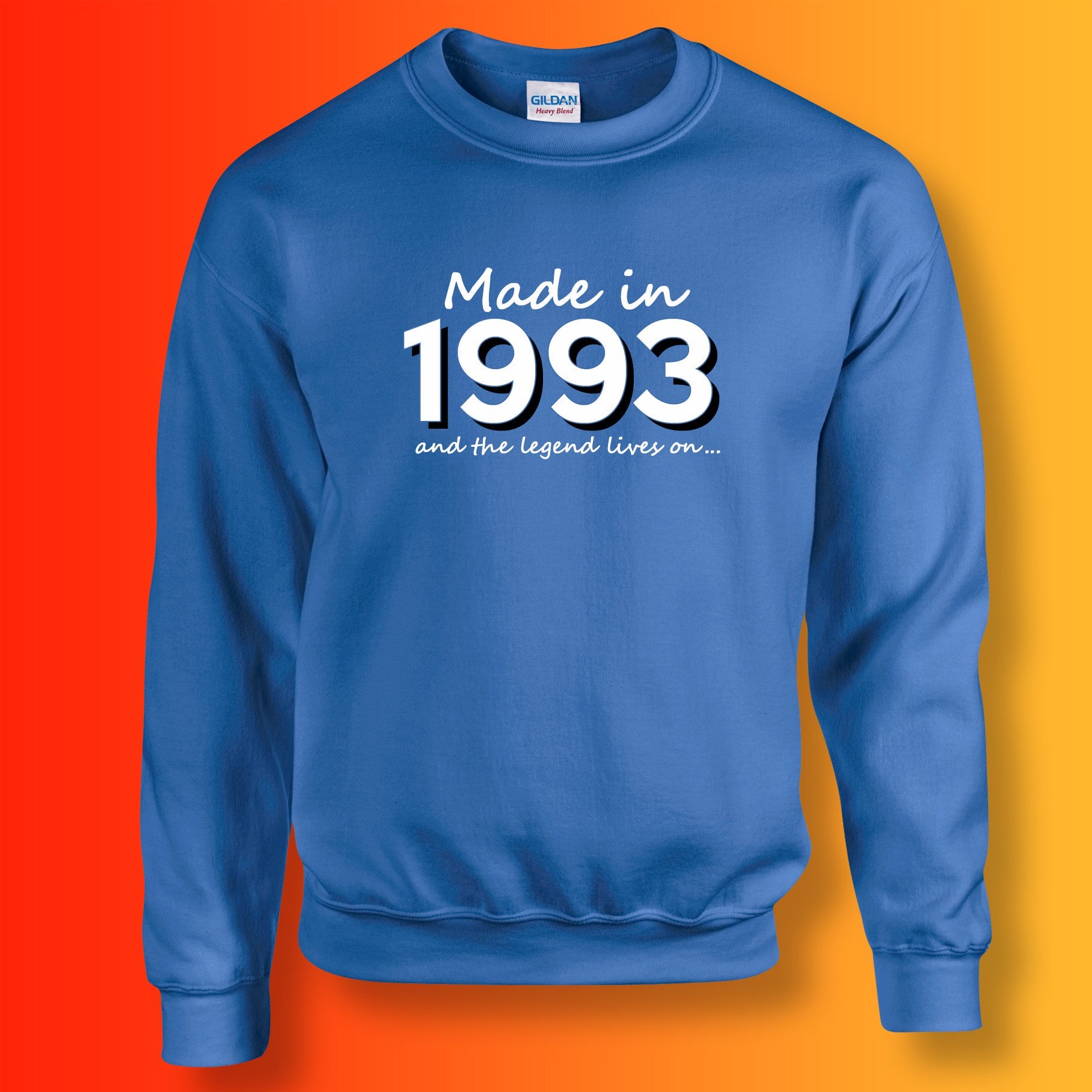 Made In 1993 and The Legend Lives On Sweater Royal Blue