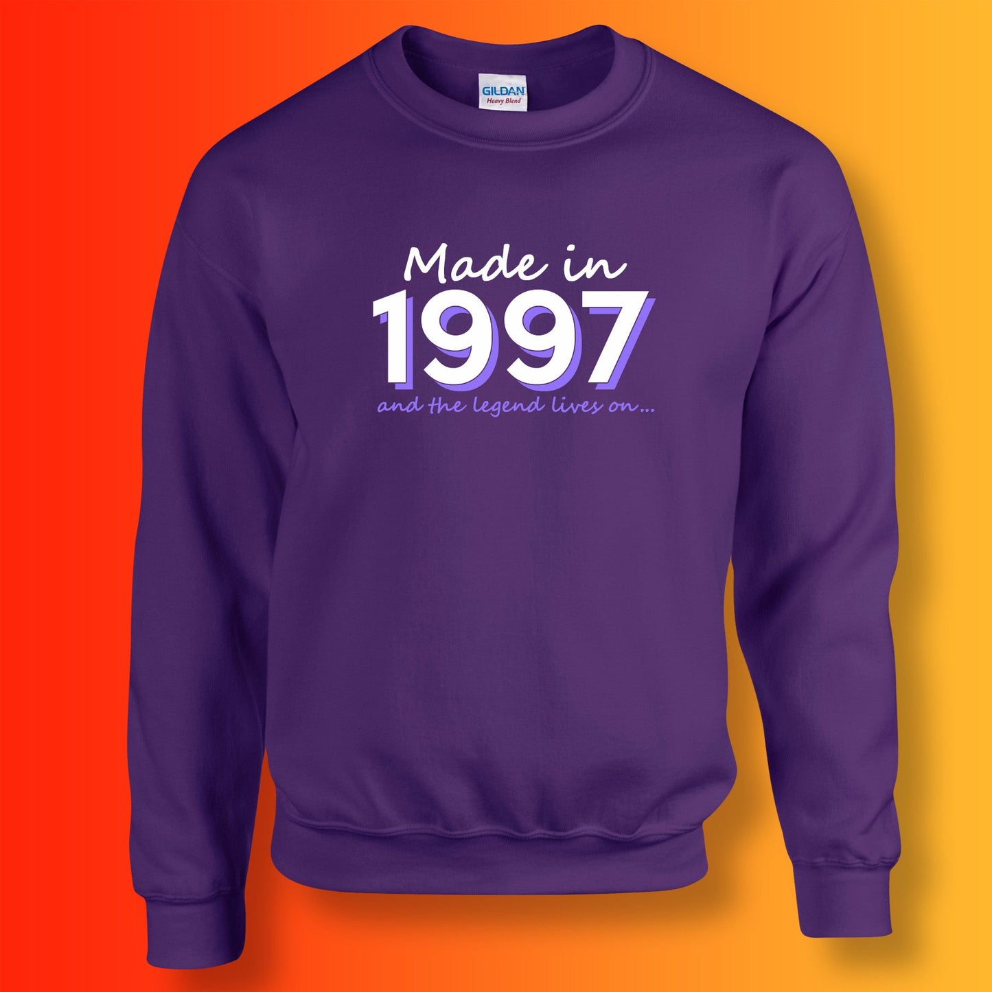 Made In 1997 and The Legend Lives On Sweater Purple