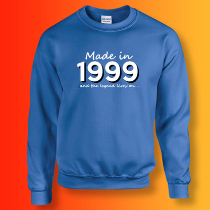 Made In 1999 and The Legend Lives On Sweater Royal Blue