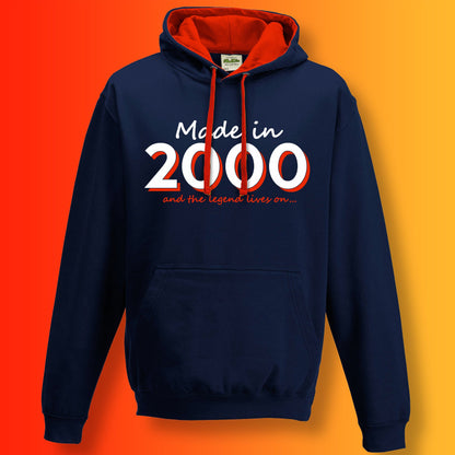 Made In 2000 and The Legend Lives On Hoodie French Navy Flame Red