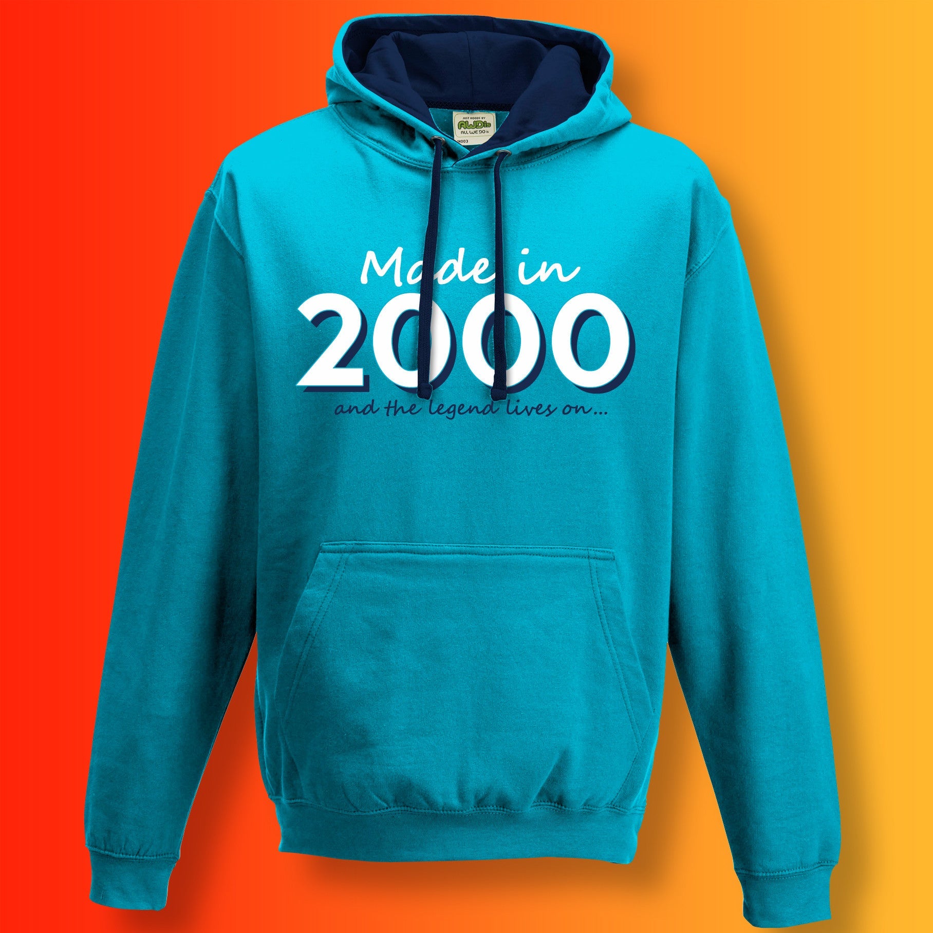 Made In 2000 and The Legend Lives On Hoodie Hawaiian Blue Oxford Blue