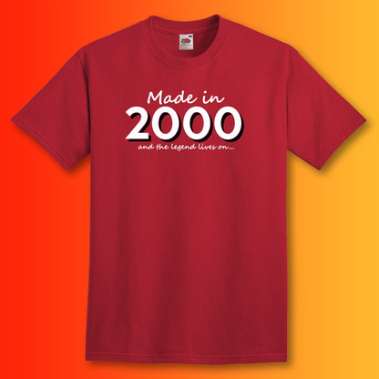 Made In 2000 and The Legend Lives On Brick Red T-Shirt