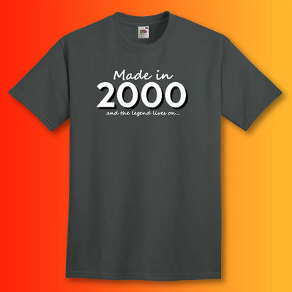 Made In 2000 and The Legend Lives On Charcoal T-Shirt