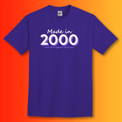 Made In 2000 and The Legend Lives On Purple T-Shirt