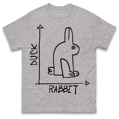 Mens Funny T-Shirt Rabbit Duck Design Regular Fit 100% Cotton Tee Shirt