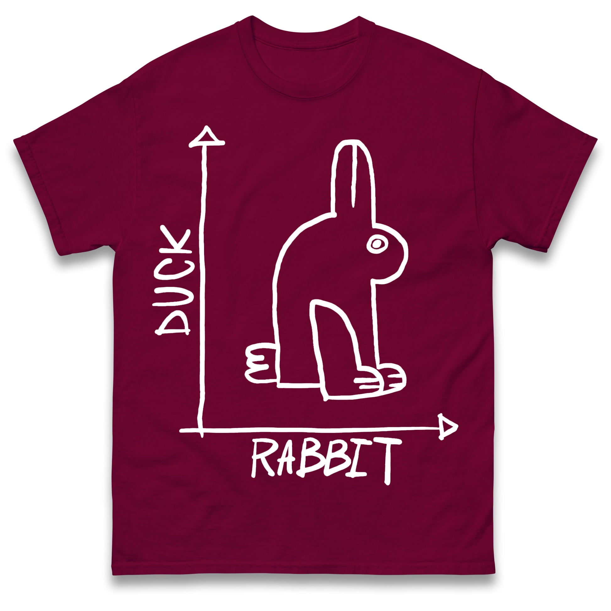 Mens Funny T-Shirt Rabbit Duck Design Regular Fit 100% Cotton Tee Shirt