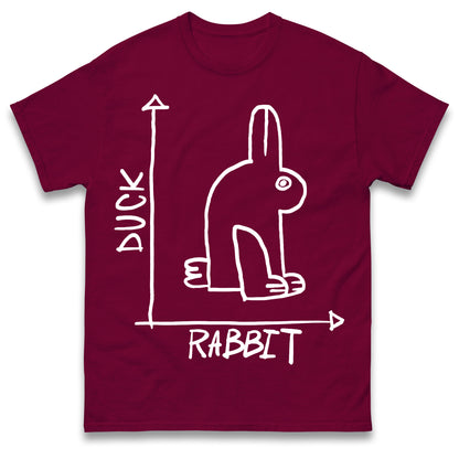 Mens Funny T-Shirt Rabbit Duck Design Regular Fit 100% Cotton Tee Shirt