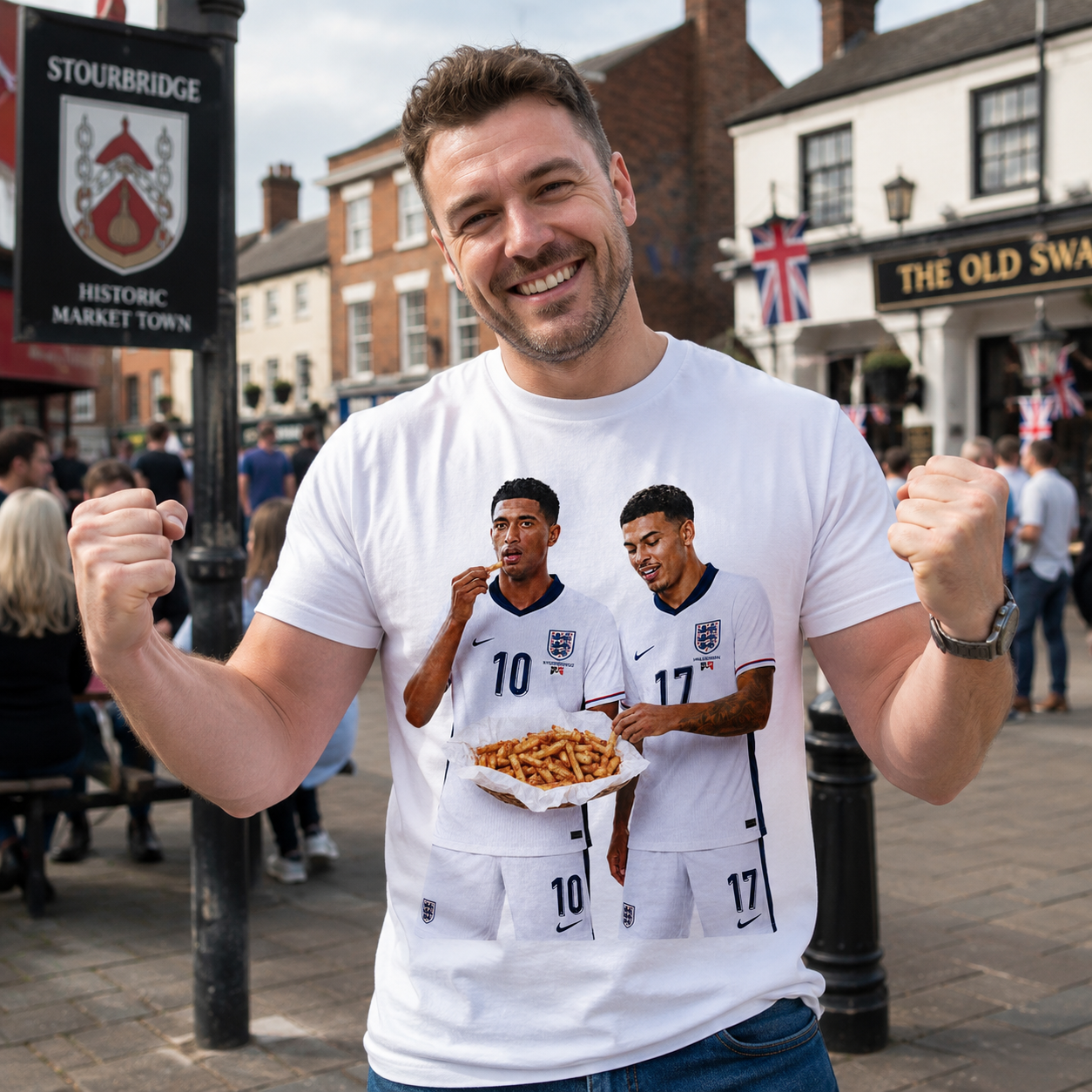 Mural of Bellingham Rogers Eating Orange Chips Appears in Quinton Stourbridge Halesowen England T Shirt