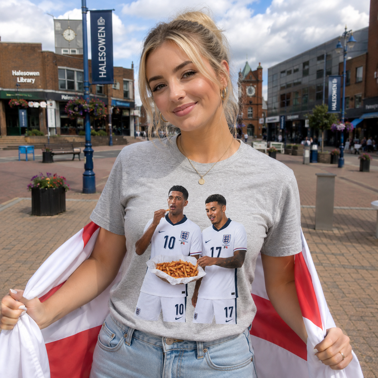 Mural of Bellingham Rogers Eating Orange Chips Appears in Quinton Stourbridge Halesowen England T Shirt