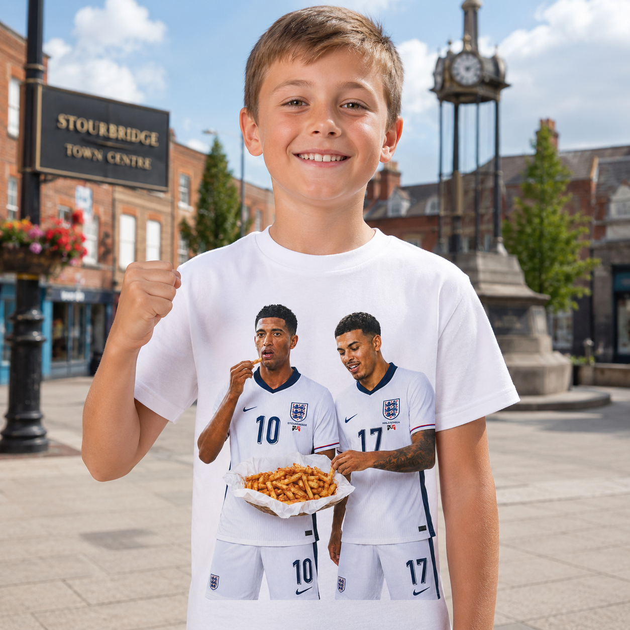 Mural of Bellingham Rogers Eating Orange Chips Appears in Quinton Stourbridge Halesowen England T Shirt