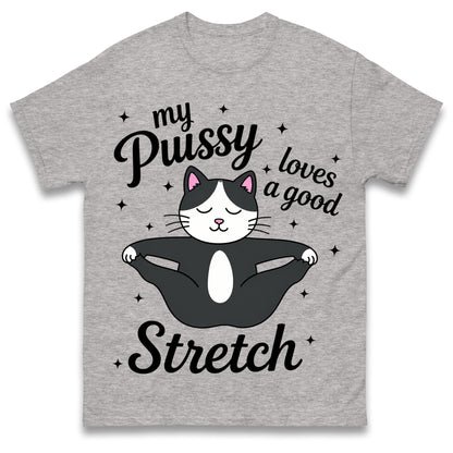 My Pussy Loves a Good Stretch Shirt Funny Cat Meme Sarcastic Inappropriate T Shirt Offensive Embarrassing T Shirt