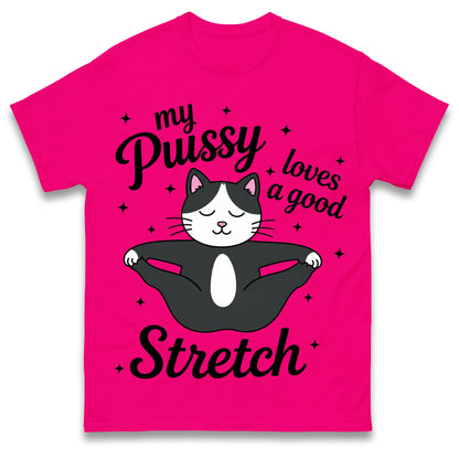 My Pussy Loves a Good Stretch Shirt Funny Cat Meme Sarcastic Inappropriate T Shirt Offensive Embarrassing T Shirt