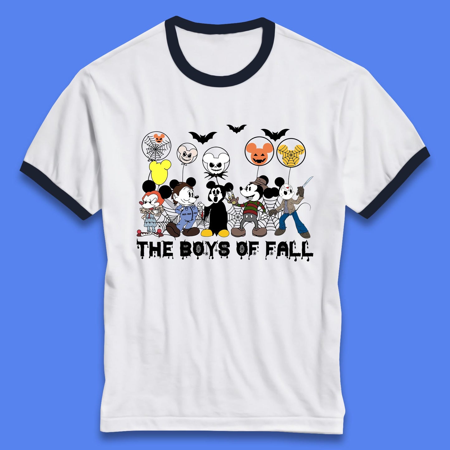 The Boys Of Fall Halloween Disney Mickey Mouse & Friends Horror Movie Characters Ringer T Shirt