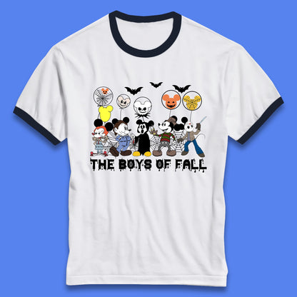 The Boys Of Fall Halloween Disney Mickey Mouse & Friends Horror Movie Characters Ringer T Shirt