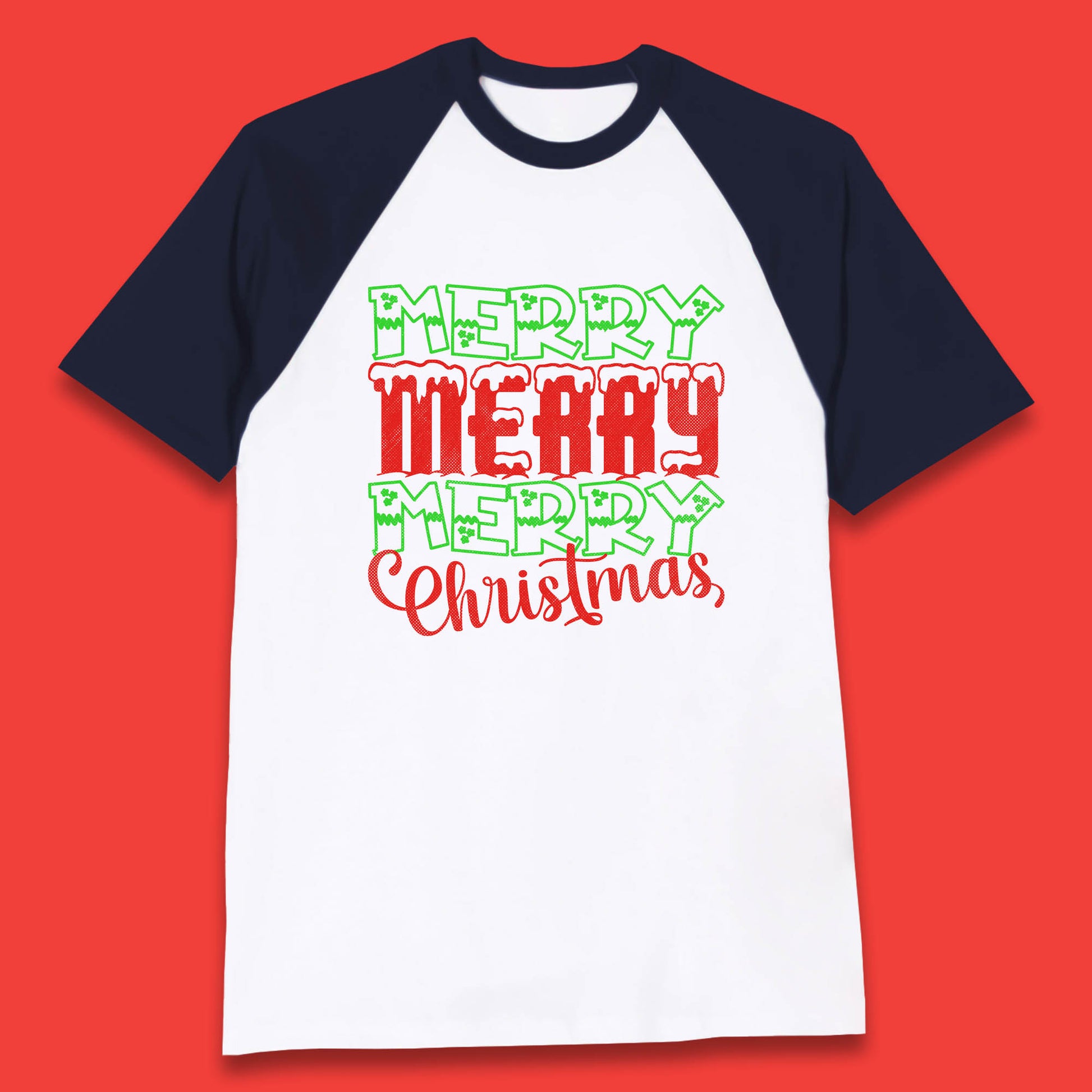 merry merry merry christmas baseball t shirt