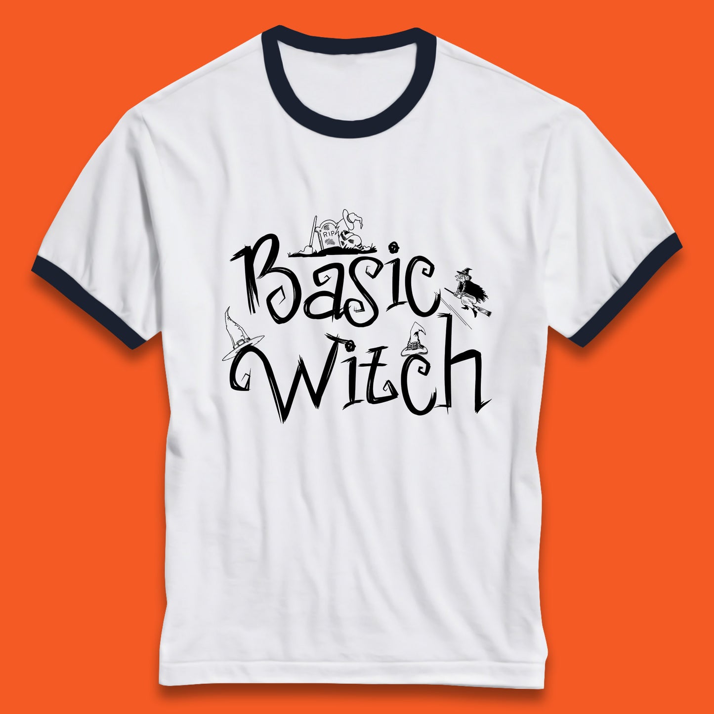 Basic Witch Funny Halloween Witch Horror Spooky Season Ringer T Shirt