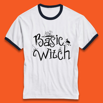 Basic Witch Funny Halloween Witch Horror Spooky Season Ringer T Shirt