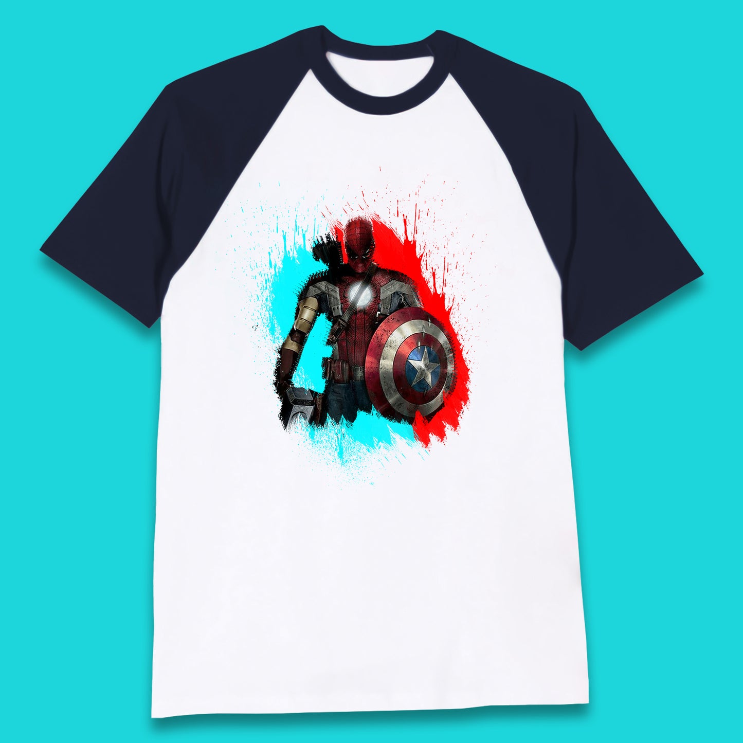 Marvel Avengers Superheroes Movie Characters Spider Man, Iron Man, Thor, Captain America Dead Pool Avengers Squad Baseball T Shirt