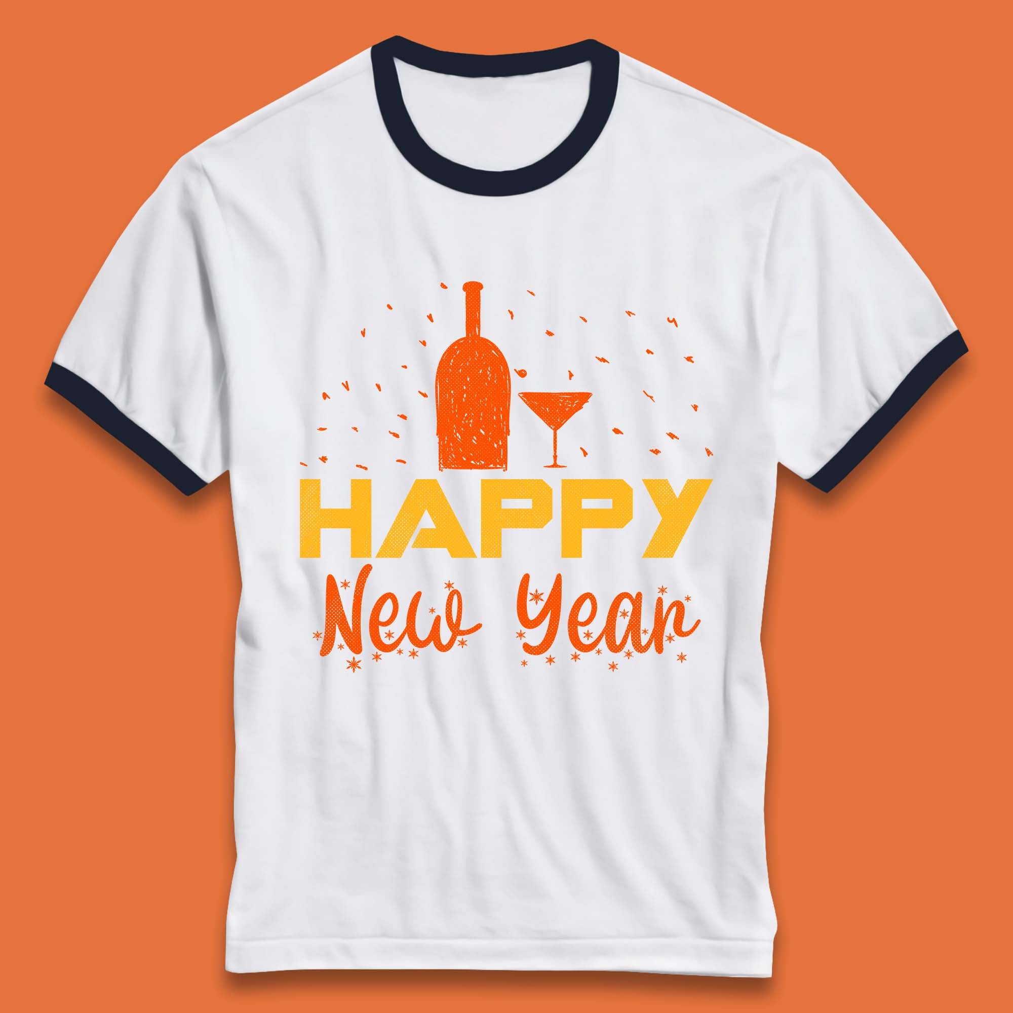 Happy New Year Wine Drinking Ringer T-Shirt