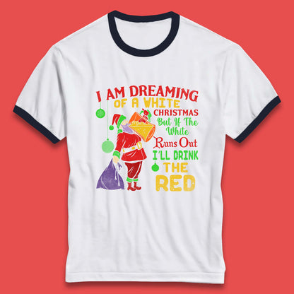 santa claus drinking ringer t shirt