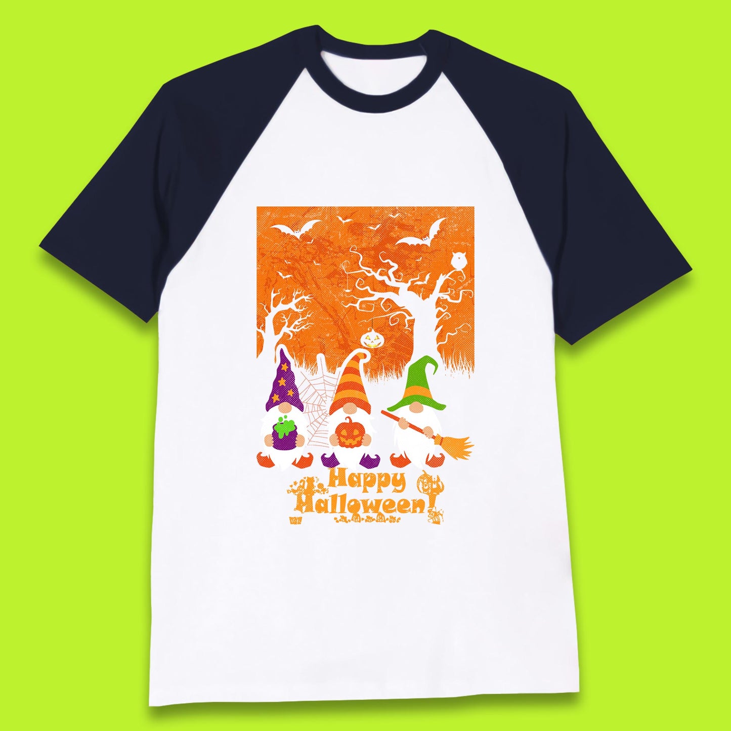 Happy Halloween Gnomies Spooky Witch Gnomes Scary Halloween Trees Gnome Lover Baseball T Shirt