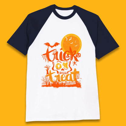 Trick Or Treat Happy Halloween Horror Scary Spooky Season Halloween Vibes Baseball T Shirt