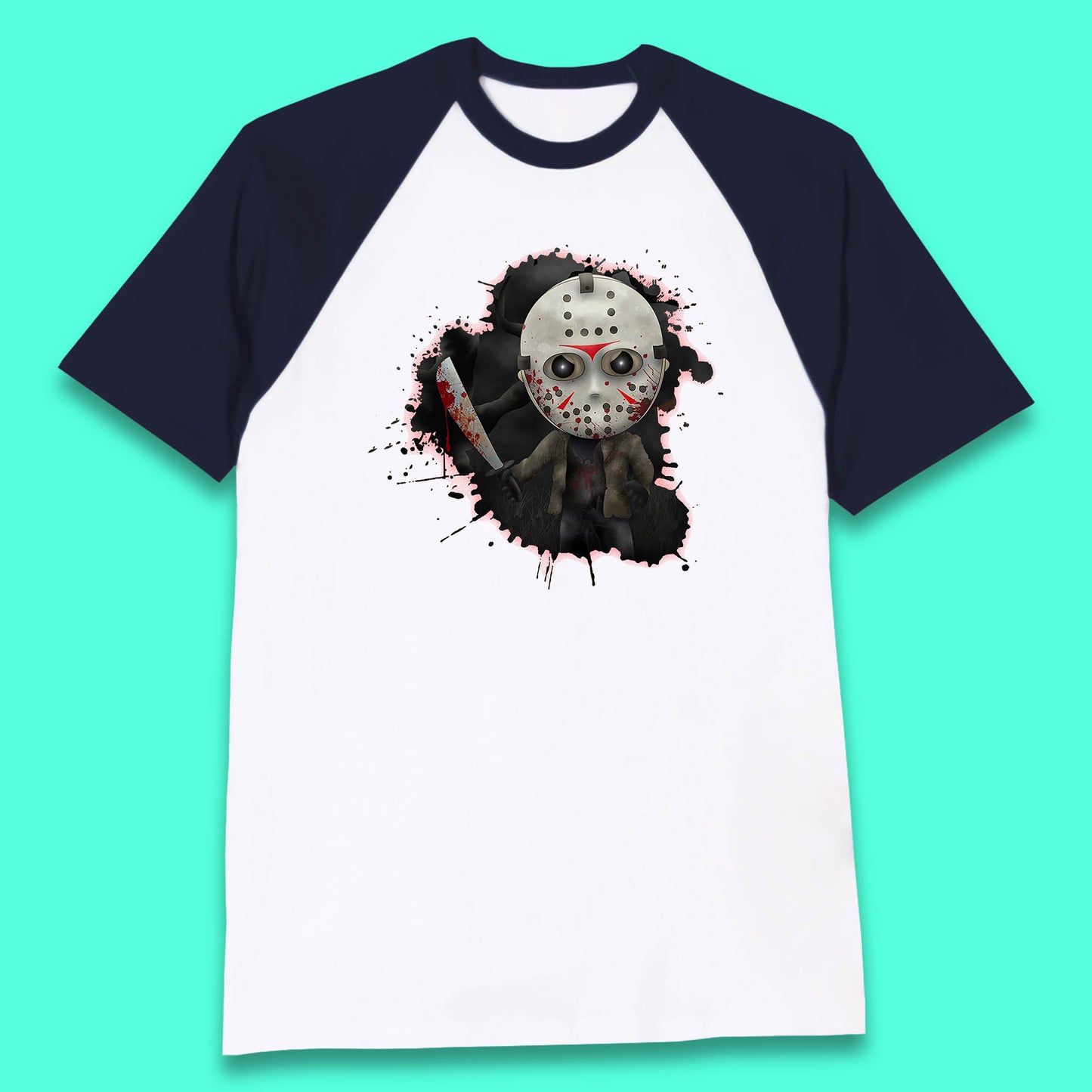 Chibi Jason Voorhees Holding Bloody Knife Halloween Friday The 13th Horror Movie Character Baseball T Shirt