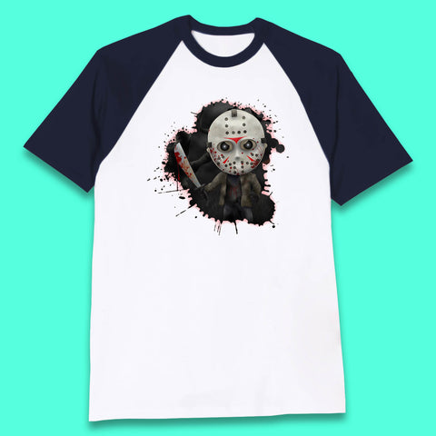 Chibi Jason Voorhees Holding Bloody Knife Halloween Friday The 13th Horror Movie Character Baseball T Shirt