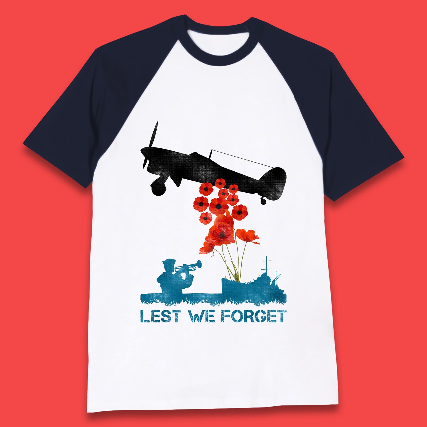 Lest We Forget Remembrance Day Veterans British Armed Forces Poppy Flower Royal Aircraft Baseball T Shirt