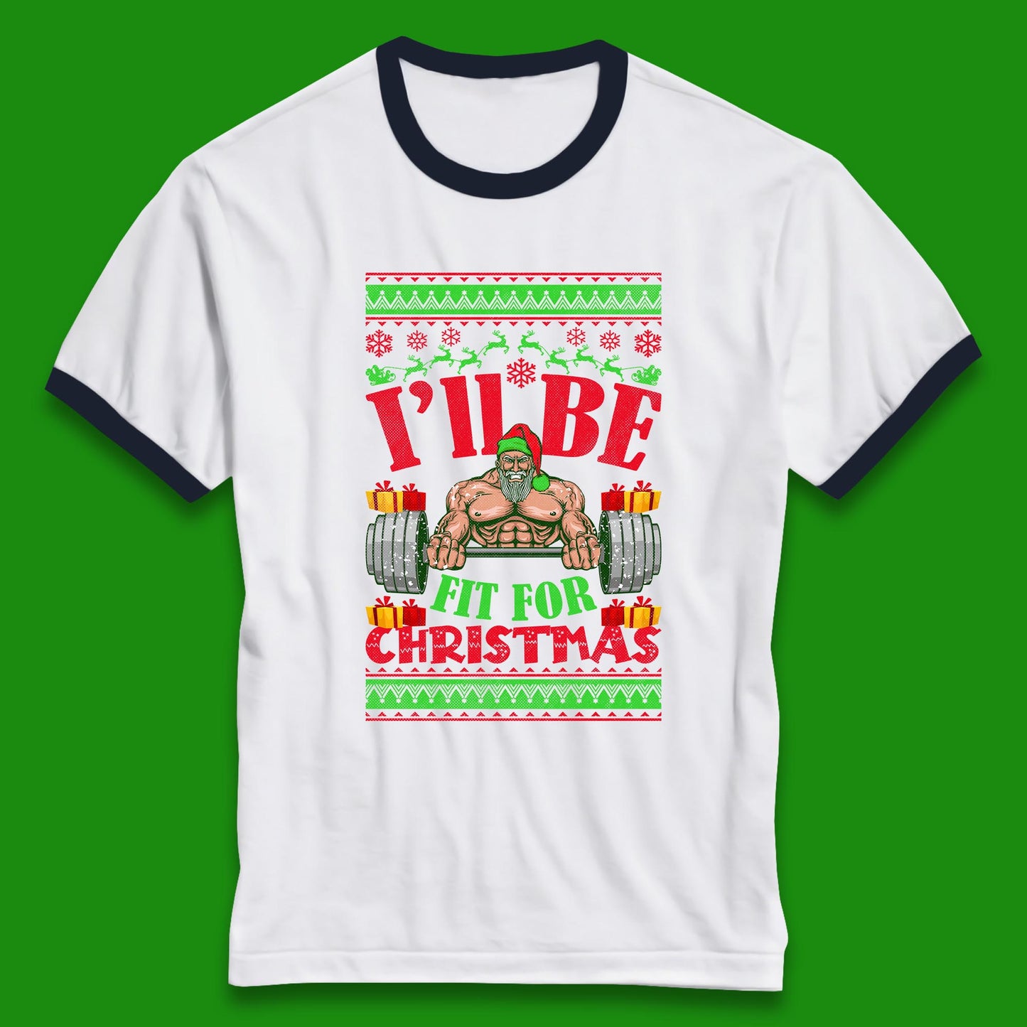 christmas gym ringer t shirt
