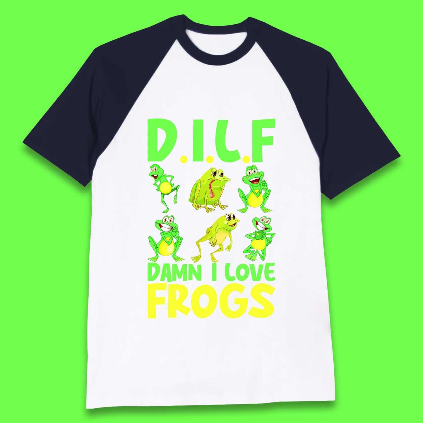 Dilf Damn I Love Frogs Funny Saying Animals Vintage Frog Lover Baseball T Shirt