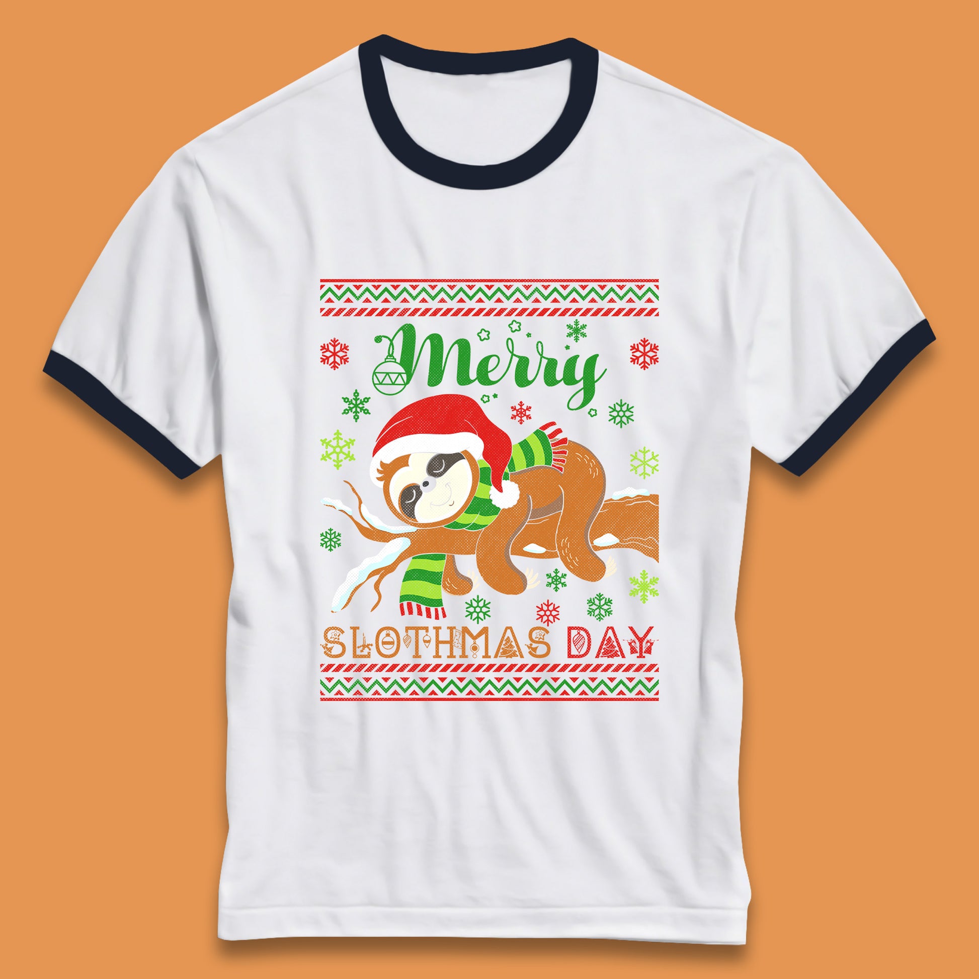 sloth christmas ringer t shirt