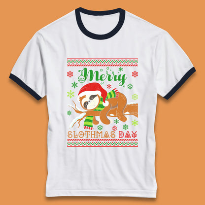 sloth christmas ringer t shirt