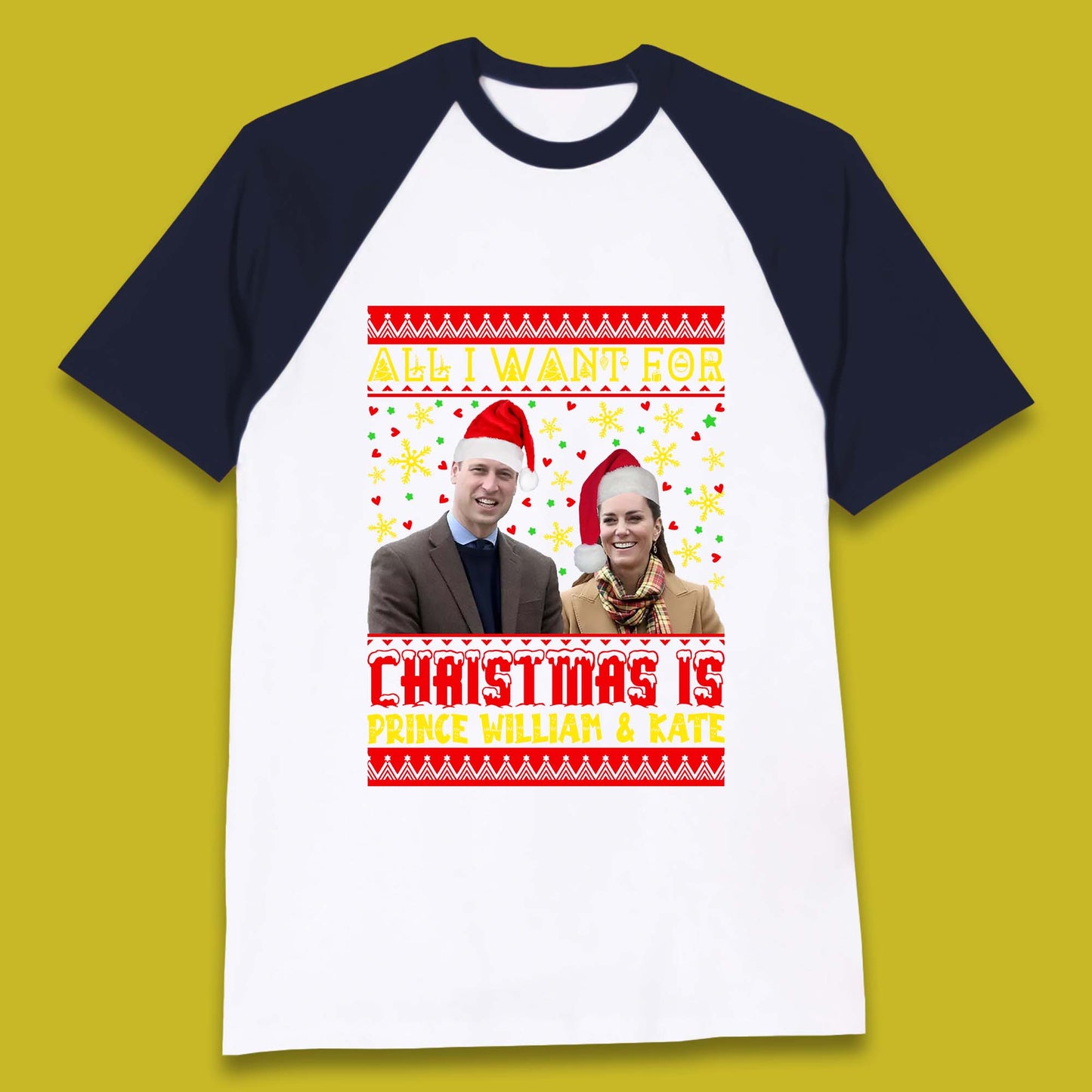 Prince William & Kate Christmas Baseball T-Shirt