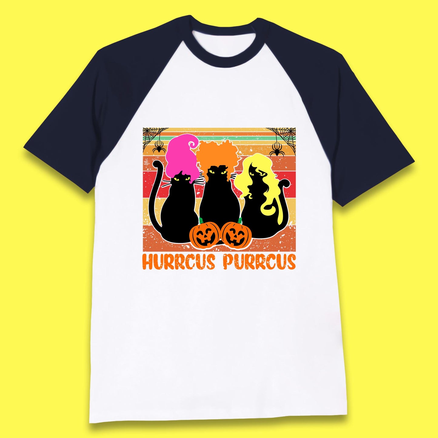 Vintage Halloween Witches Hurrcus Purrucs Scary Cat Horror Pumpkin Faces Hocus Pocus Halloween Costume Baseball T Shirt