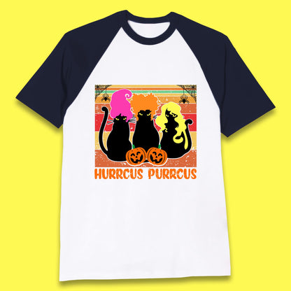 Vintage Halloween Witches Hurrcus Purrucs Scary Cat Horror Pumpkin Faces Hocus Pocus Halloween Costume Baseball T Shirt