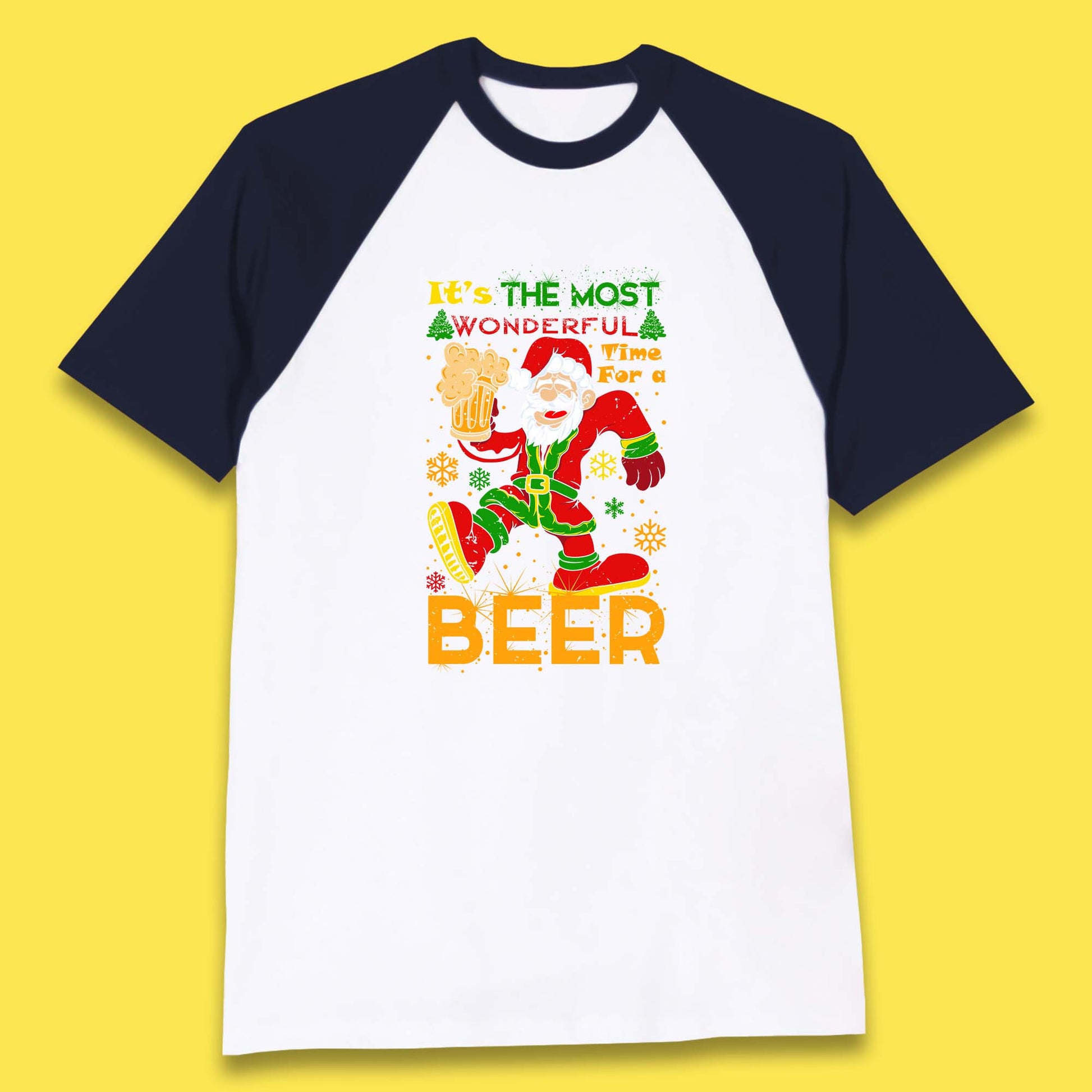 santa drink beer baseball t shirt