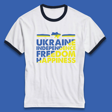 Ukraine Independence Freedom Happiness Proud Ukrainian Patriotic 24 August Independence Day Ringer T Shirt